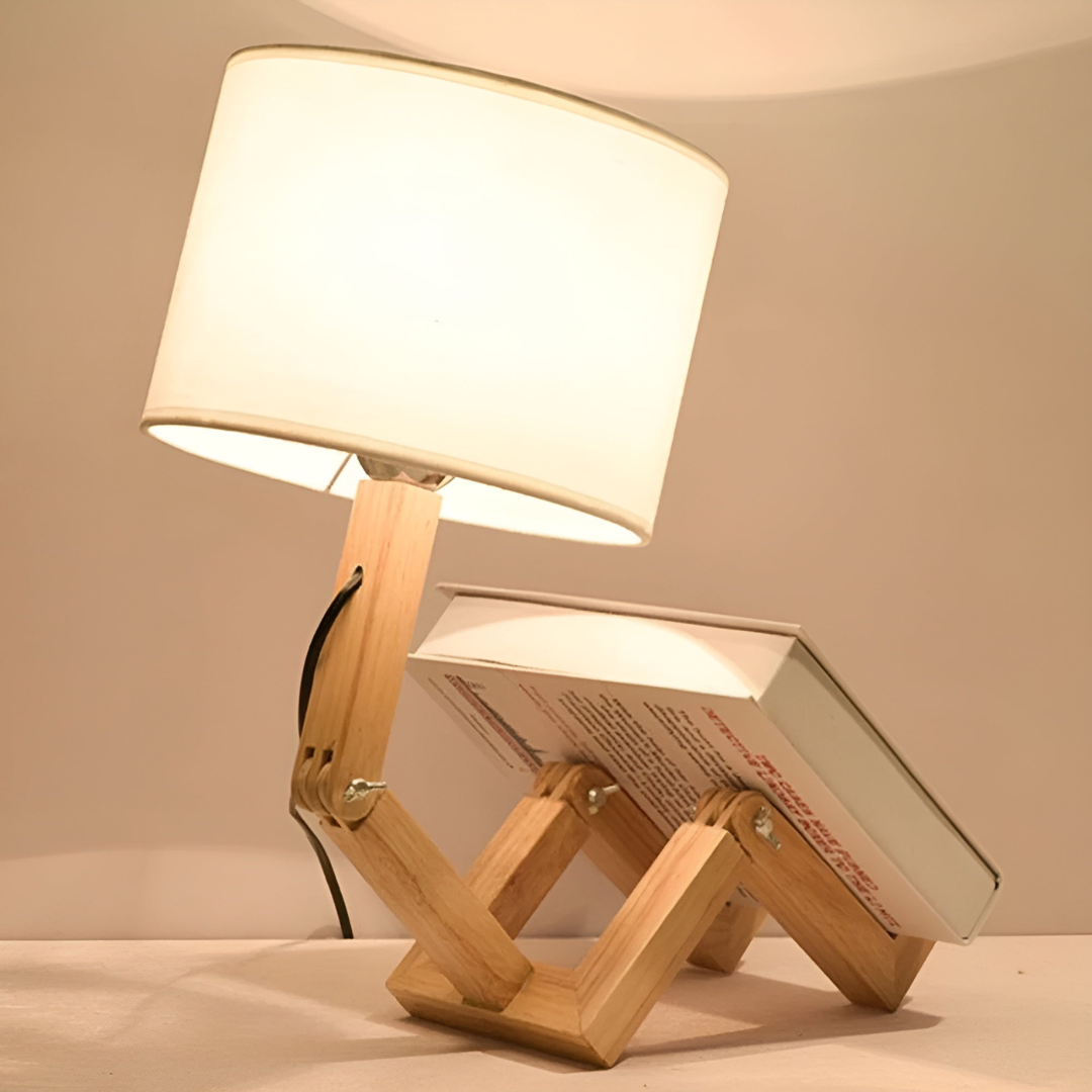 Creative Robot Tischlampe aus Holz