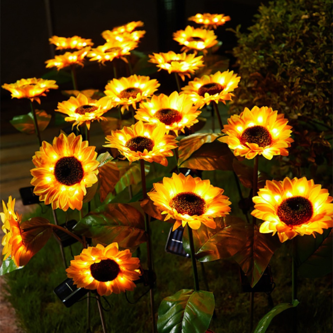 Solarbetriebene Sonnenblumen-Gartenlichter