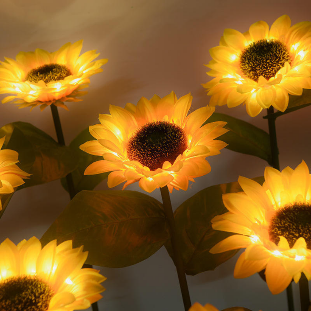 Solarbetriebene Sonnenblumen-Gartenlichter
