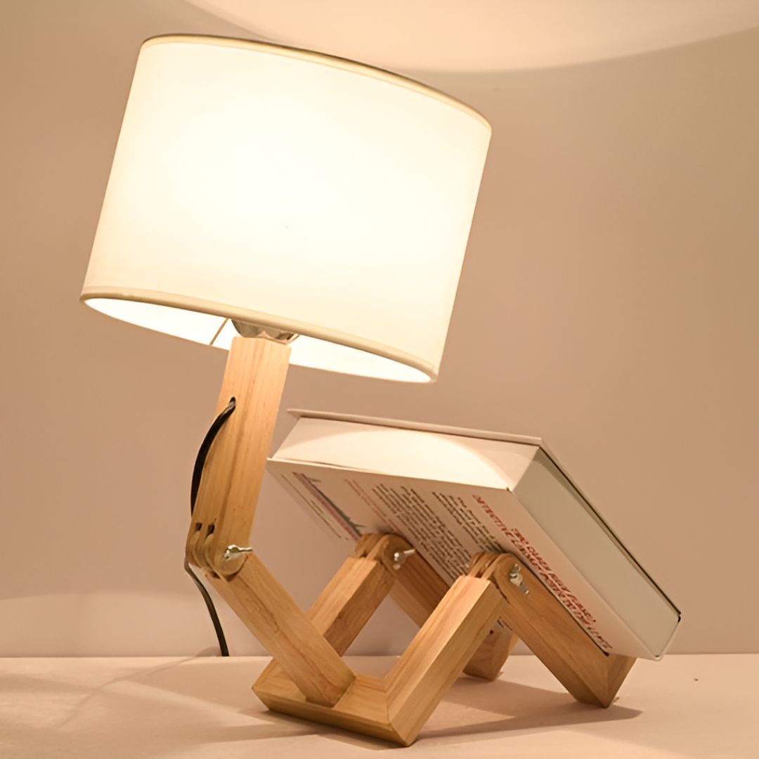 Creative Robot Tischlampe aus Holz
