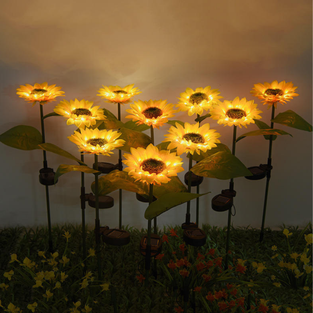 Solarbetriebene Sonnenblumen-Gartenlichter