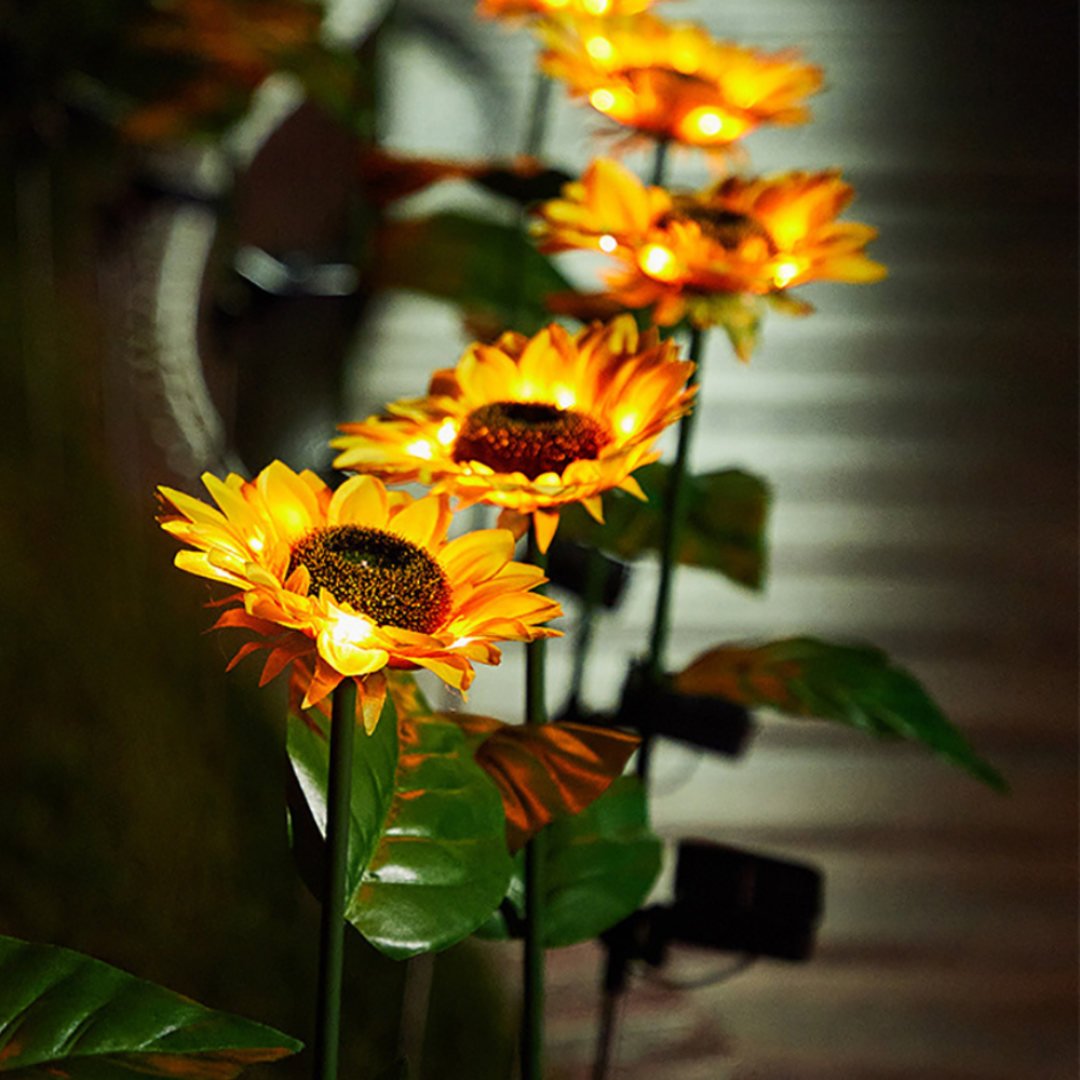 Solarbetriebene Sonnenblumen-Gartenlichter
