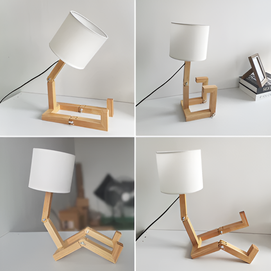 Creative Robot Tischlampe aus Holz