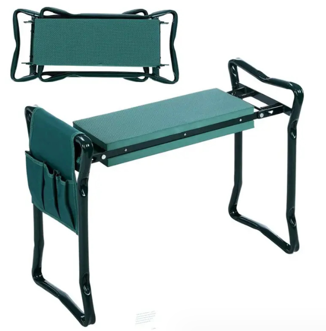 Gartenhocker mit Werkzeugtasche