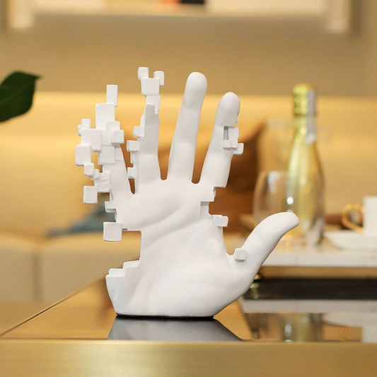 Moderne 3D-Pixel-Hand Skulptur