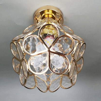 Künstlerische Deckenleuchte mit Glasblumen