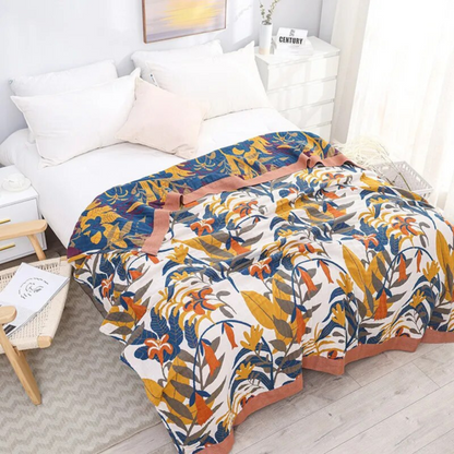 Zweiseitige Decke mit Blumenmuster