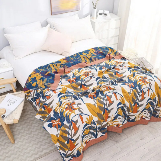 Zweiseitige Decke mit Blumenmuster