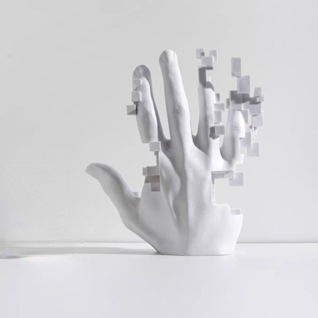 Moderne 3D-Pixel-Hand Skulptur