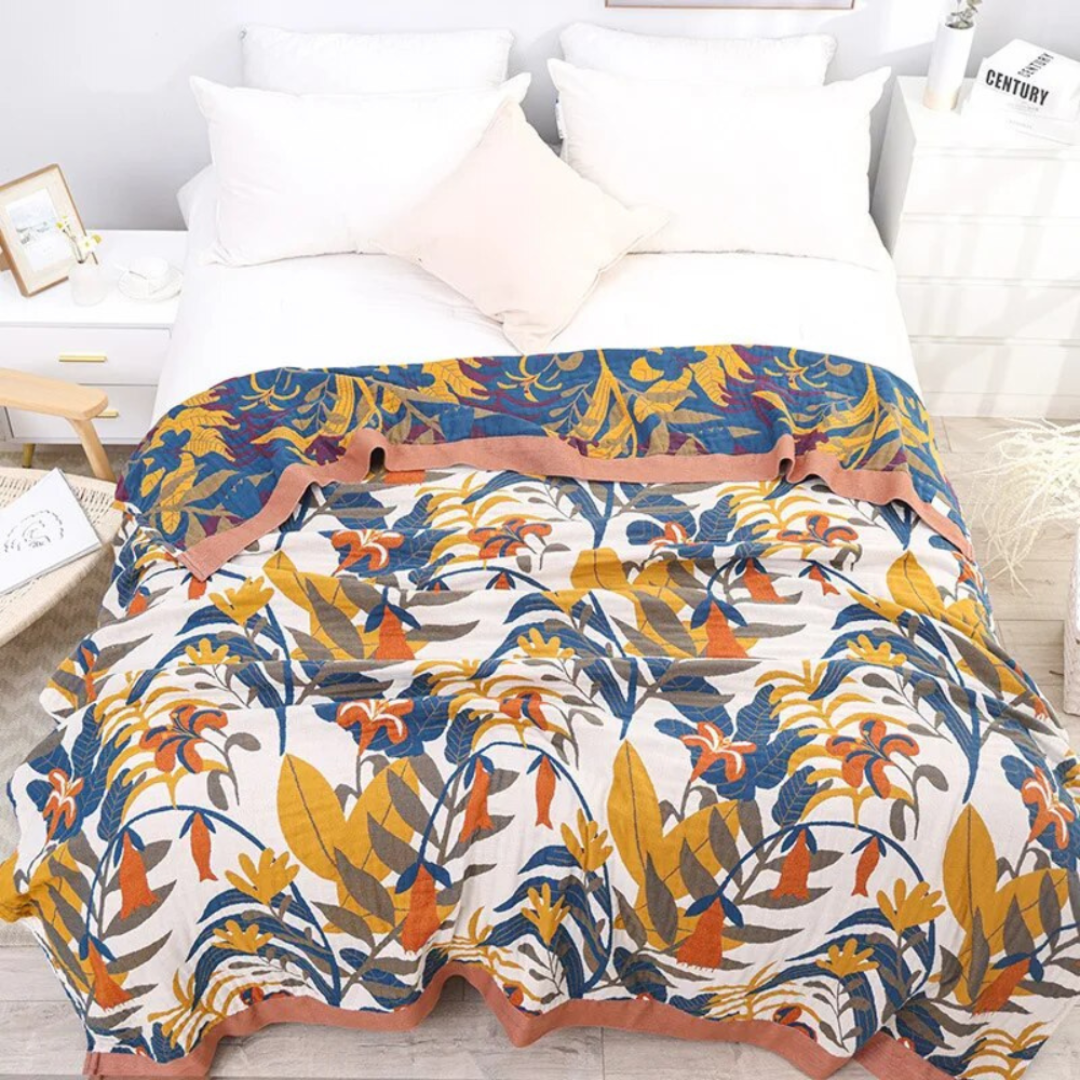 Zweiseitige Decke mit Blumenmuster