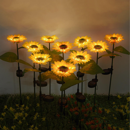 Solarbetriebene Sonnenblumen-Gartenlichter
