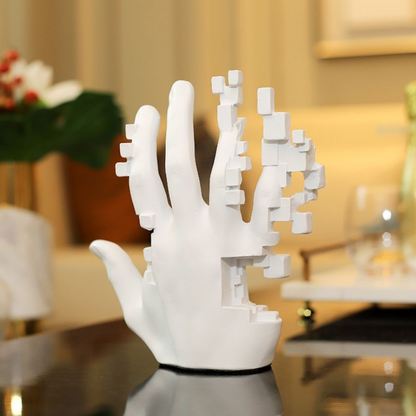 Moderne 3D-Pixel-Hand Skulptur