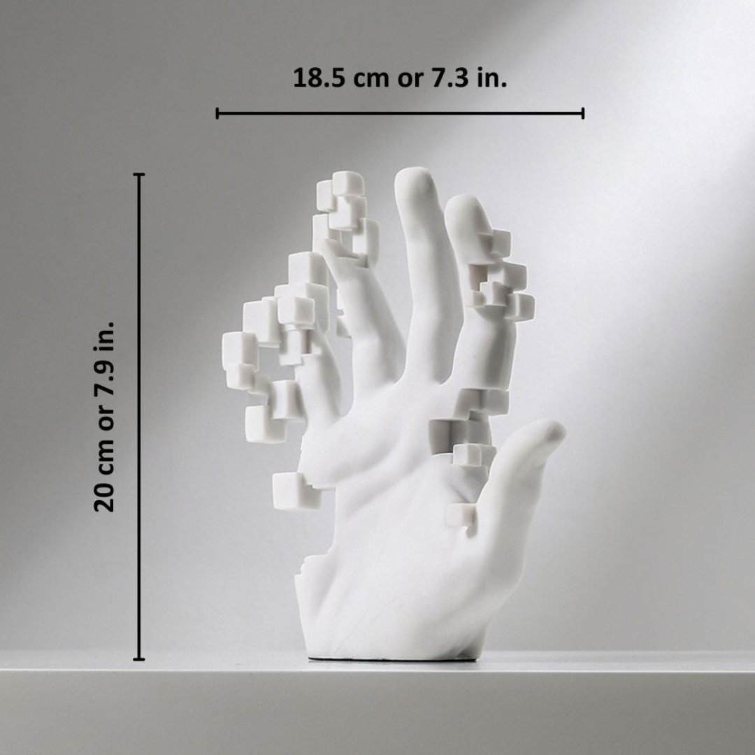 Moderne 3D-Pixel-Hand Skulptur