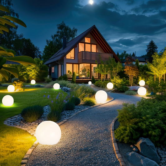 Kugelförmige Solarleuchte für den Garten